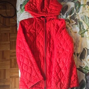 Burberry Red Quilted Hooded Puffer Jacket